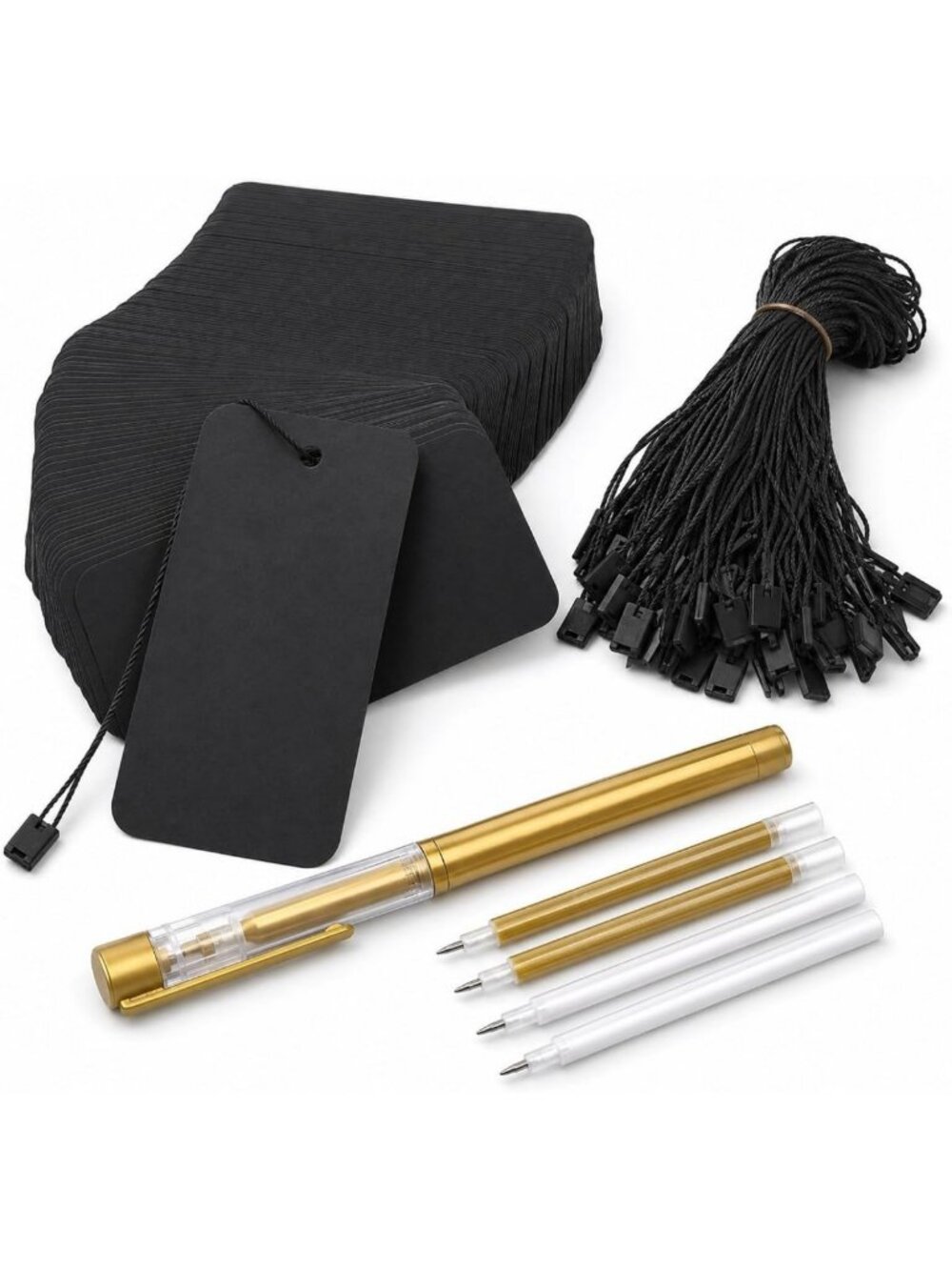 400 Black Kraft Price Tags with Strings - Hang Tags for Clothing, Jewelry